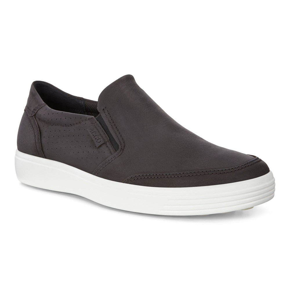 ECCO Mens Slip On Black - Soft 7 Sneakerss - XRA-297408